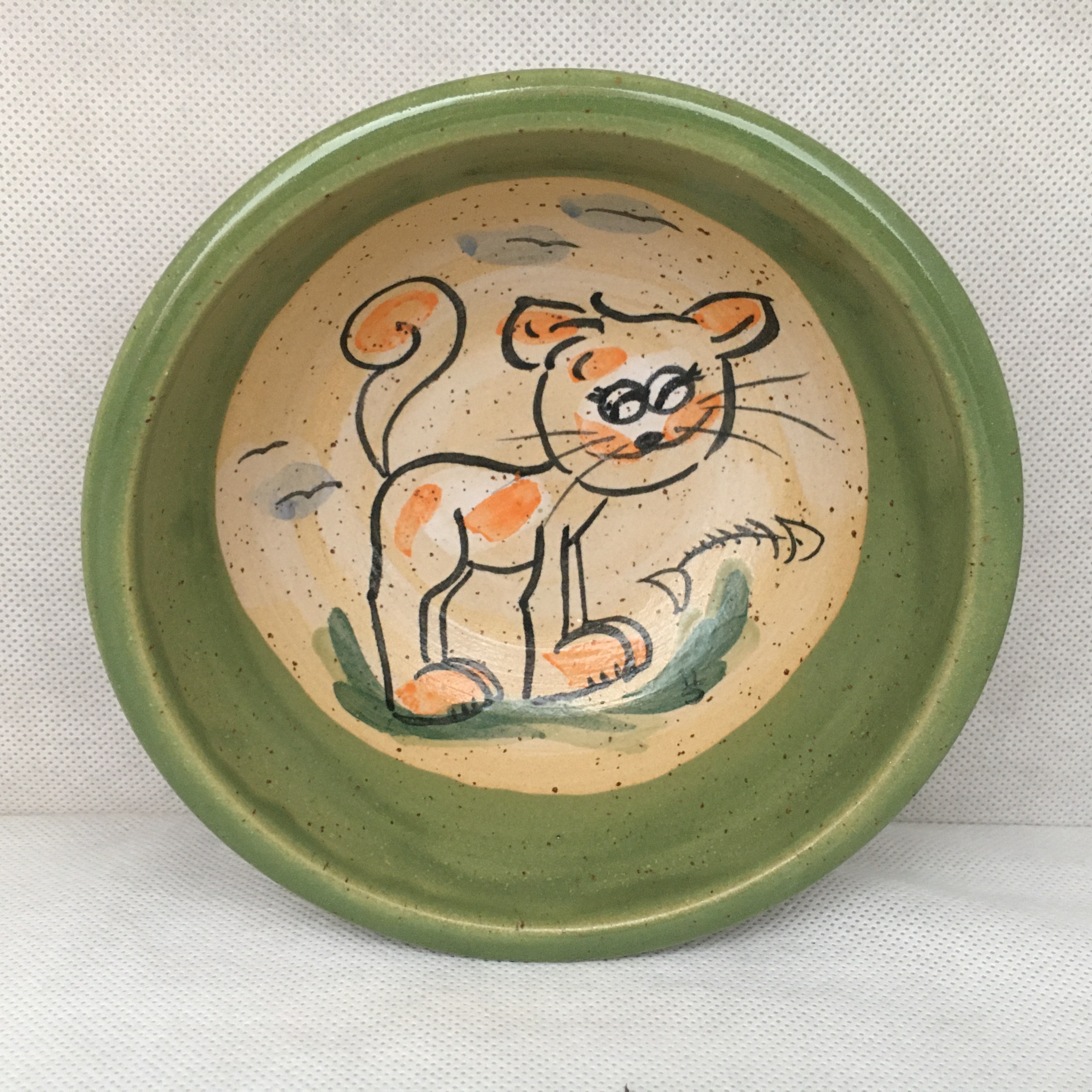 Comic-Keramik-Müslischale Katze grün Geschenkidee Keramik