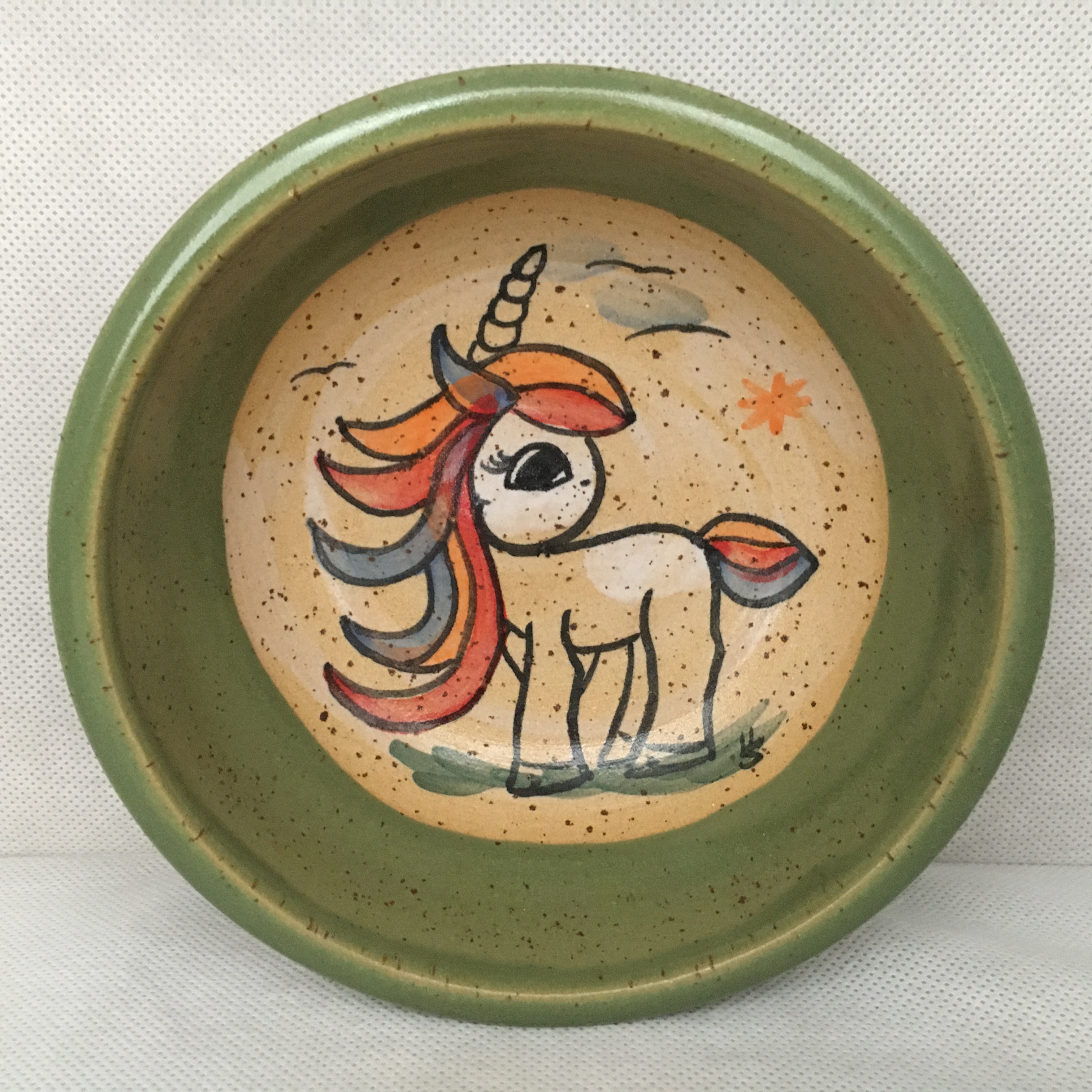 Comic-Keramik-Müslischale Einhorn grün Geschenkidee Keramik