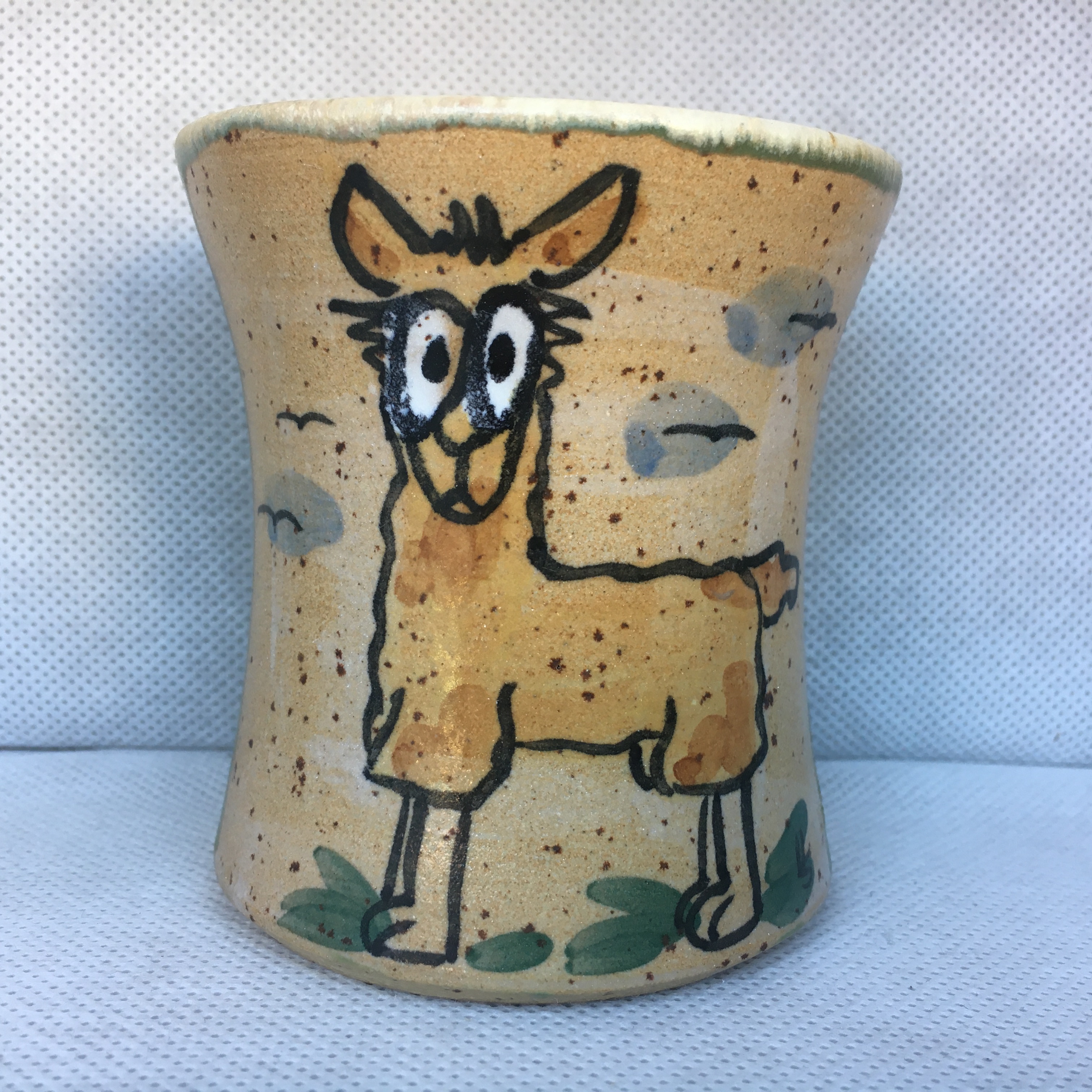 Comic-Keramik-Becher Lama grün Geschenkidee Keramik