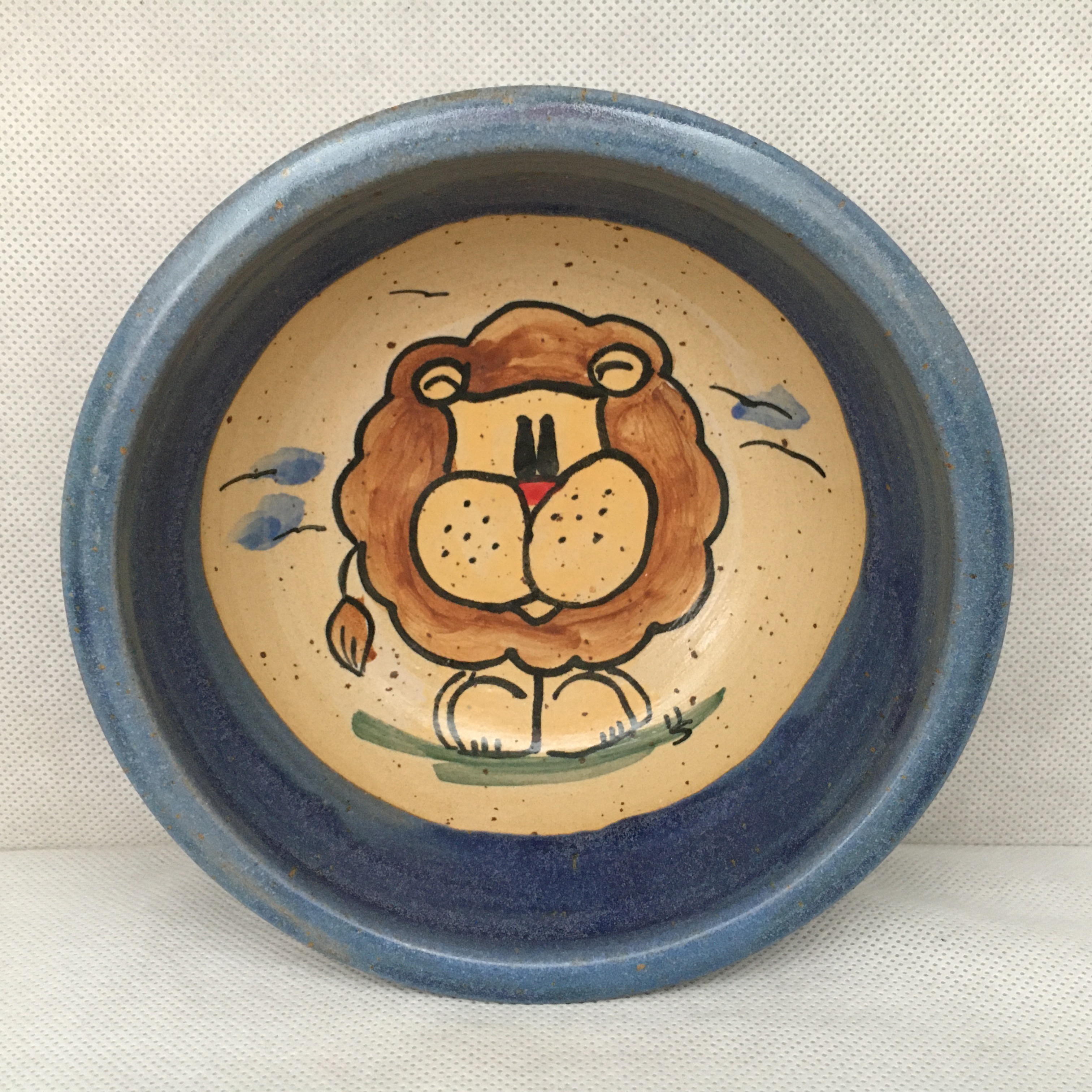 Comic-Keramik-Müslischale Löwe blau handgemacht Deutschland