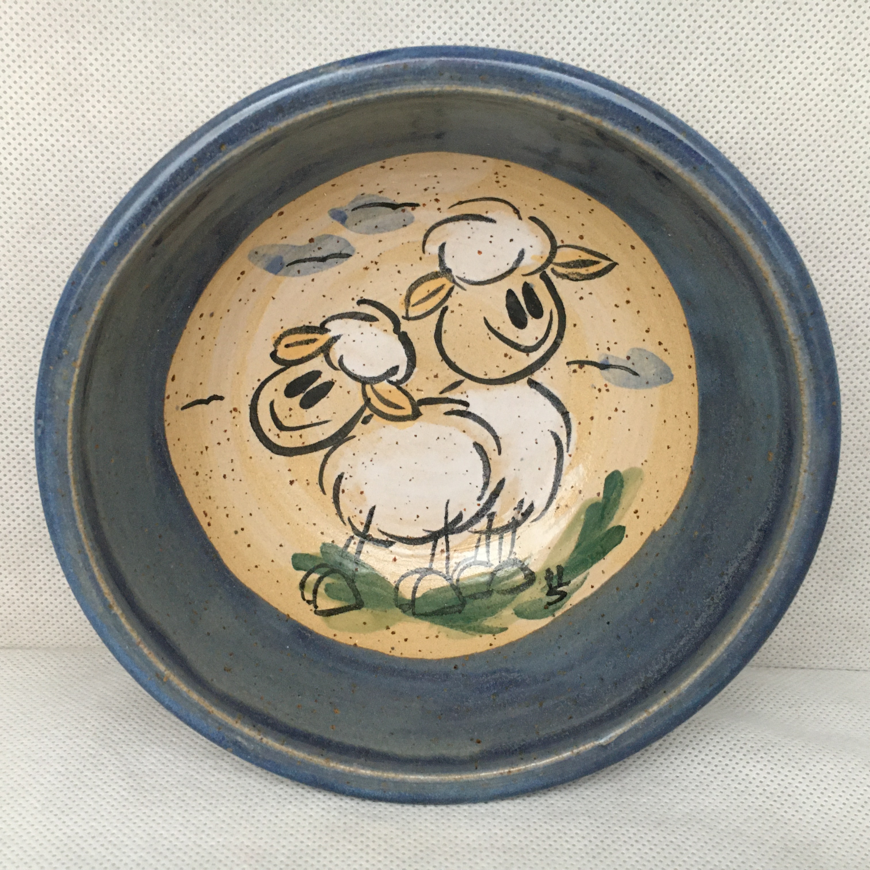 Comic-Keramik-Müslischale Schaf blau handgemacht Deutschland