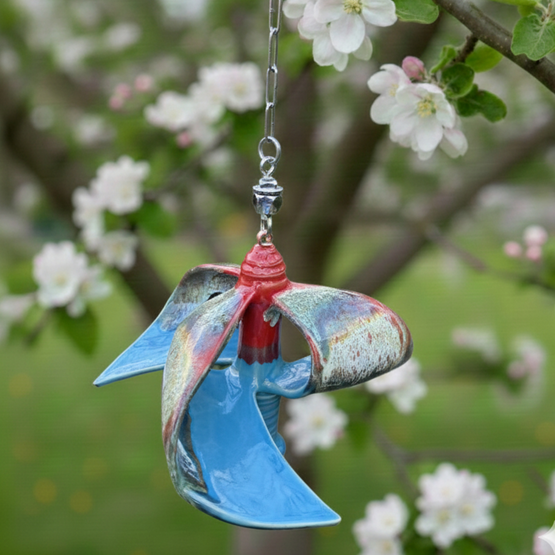 Windmühle hängend türkis/ rot