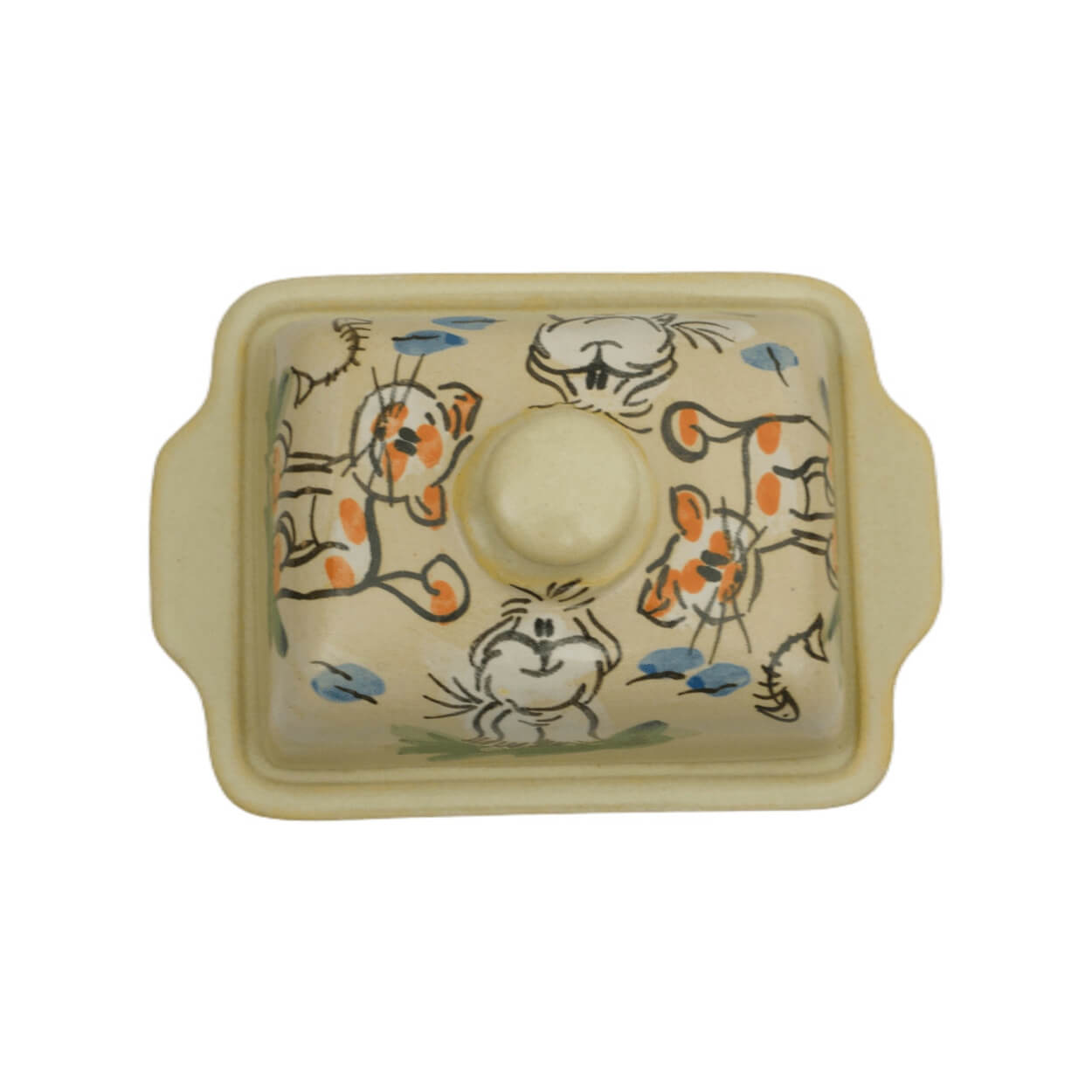 Comic-Keramik-Butterdose Katze Hund creme Geschenkidee Keramik