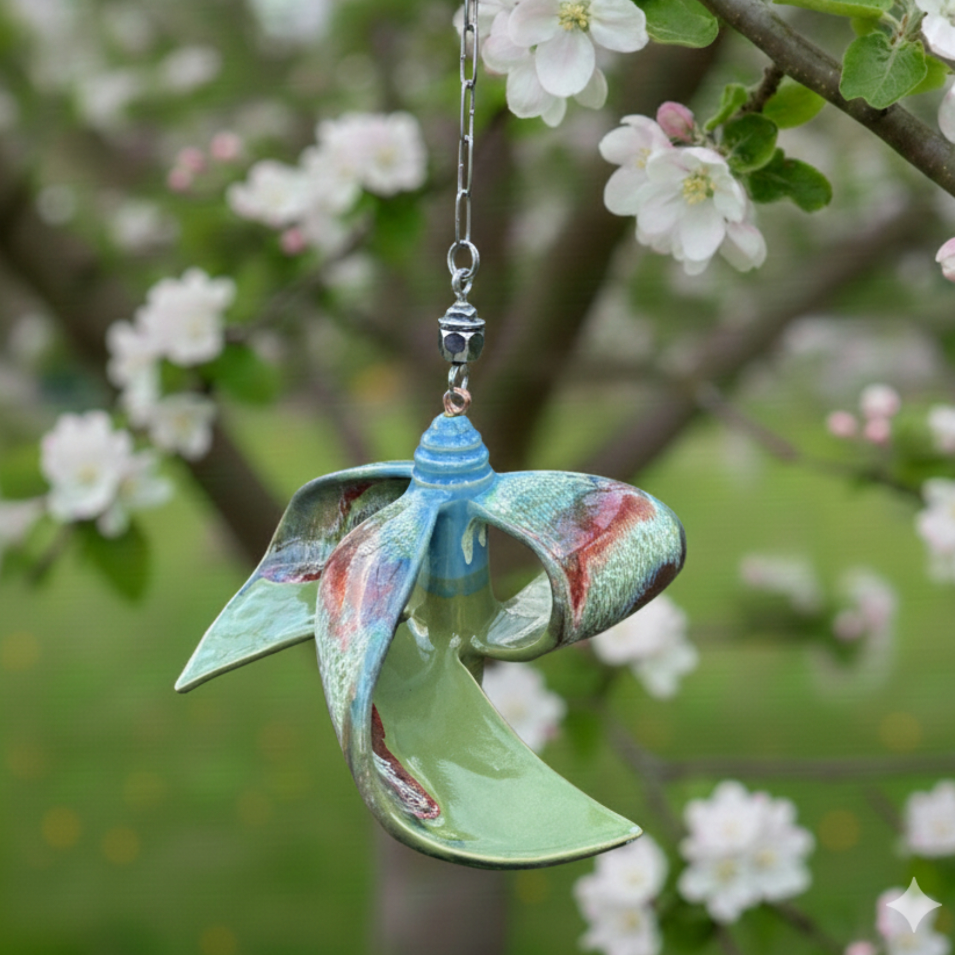 Windmühle hängend grün/ türkis