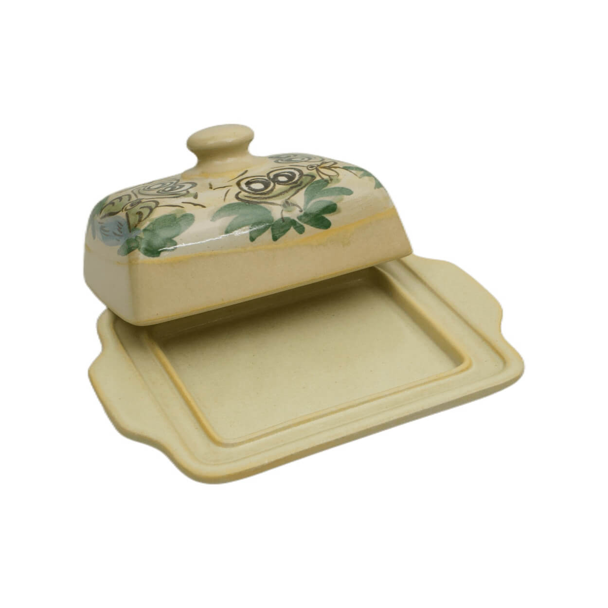 Deckel Detail Comic-Keramik-Butterdose Frosch creme