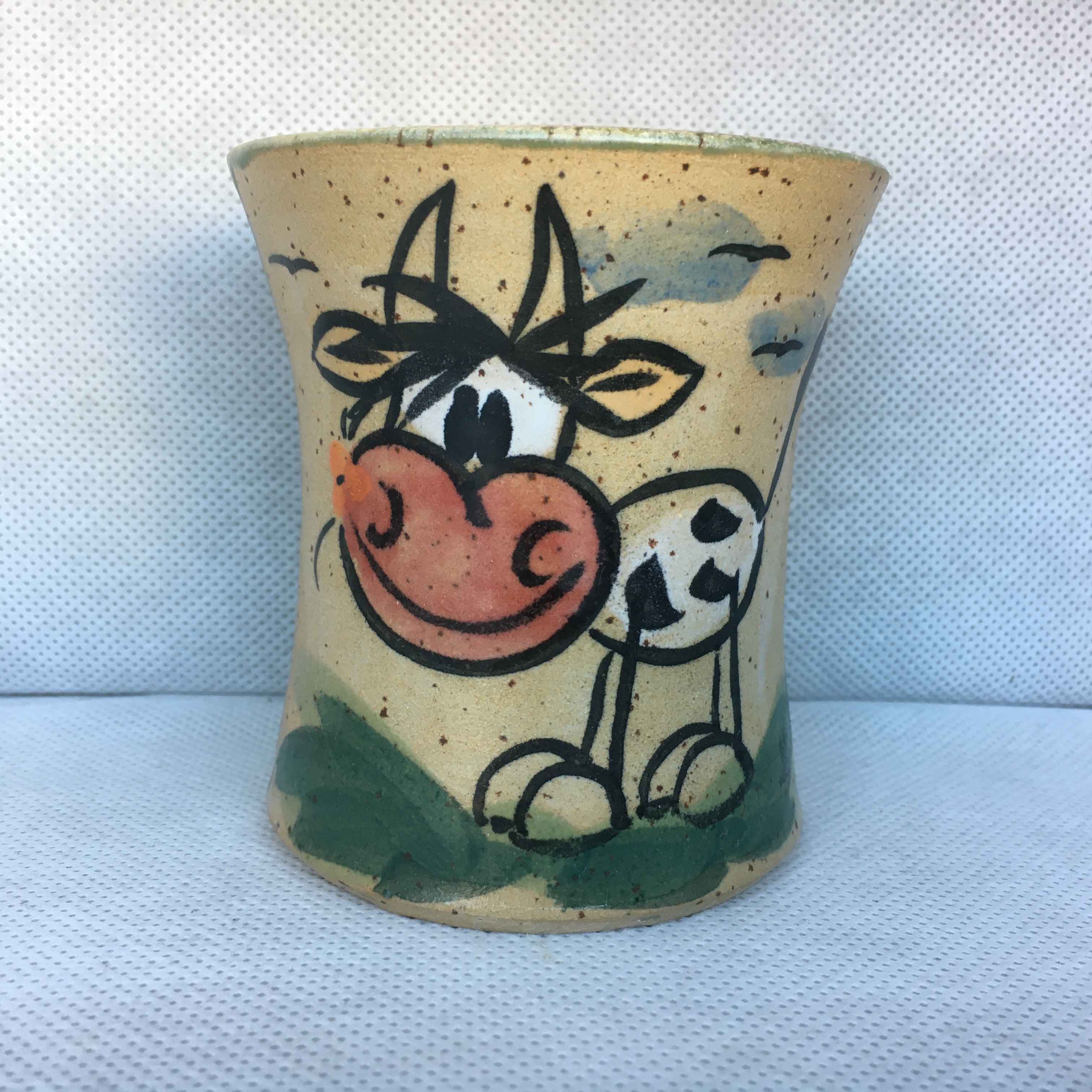Comic-Keramik-Becher Kuh grün lustiges Tiermotiv Keramik