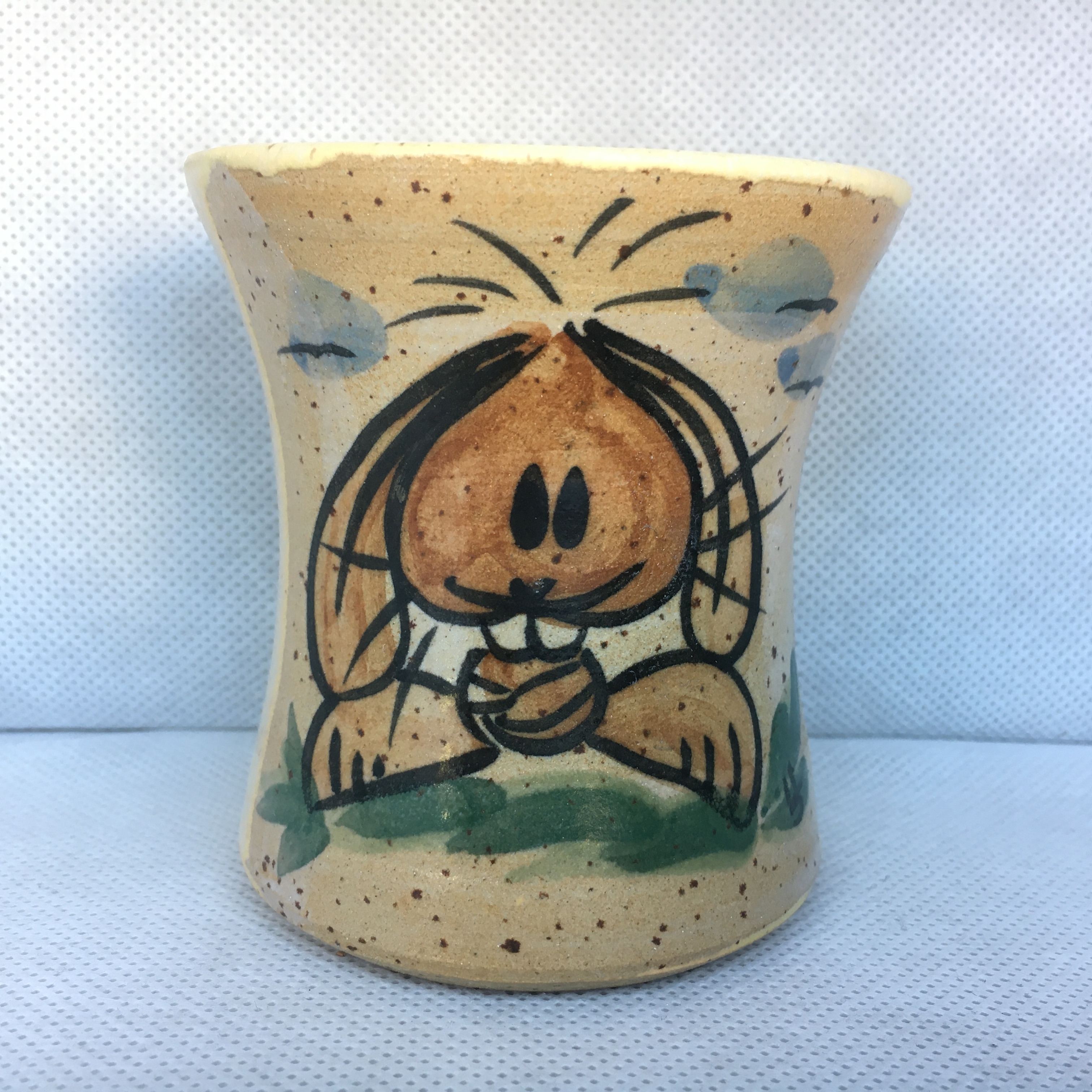 Comic-Keramik-Becher Hase creme handbemalt Deutschland