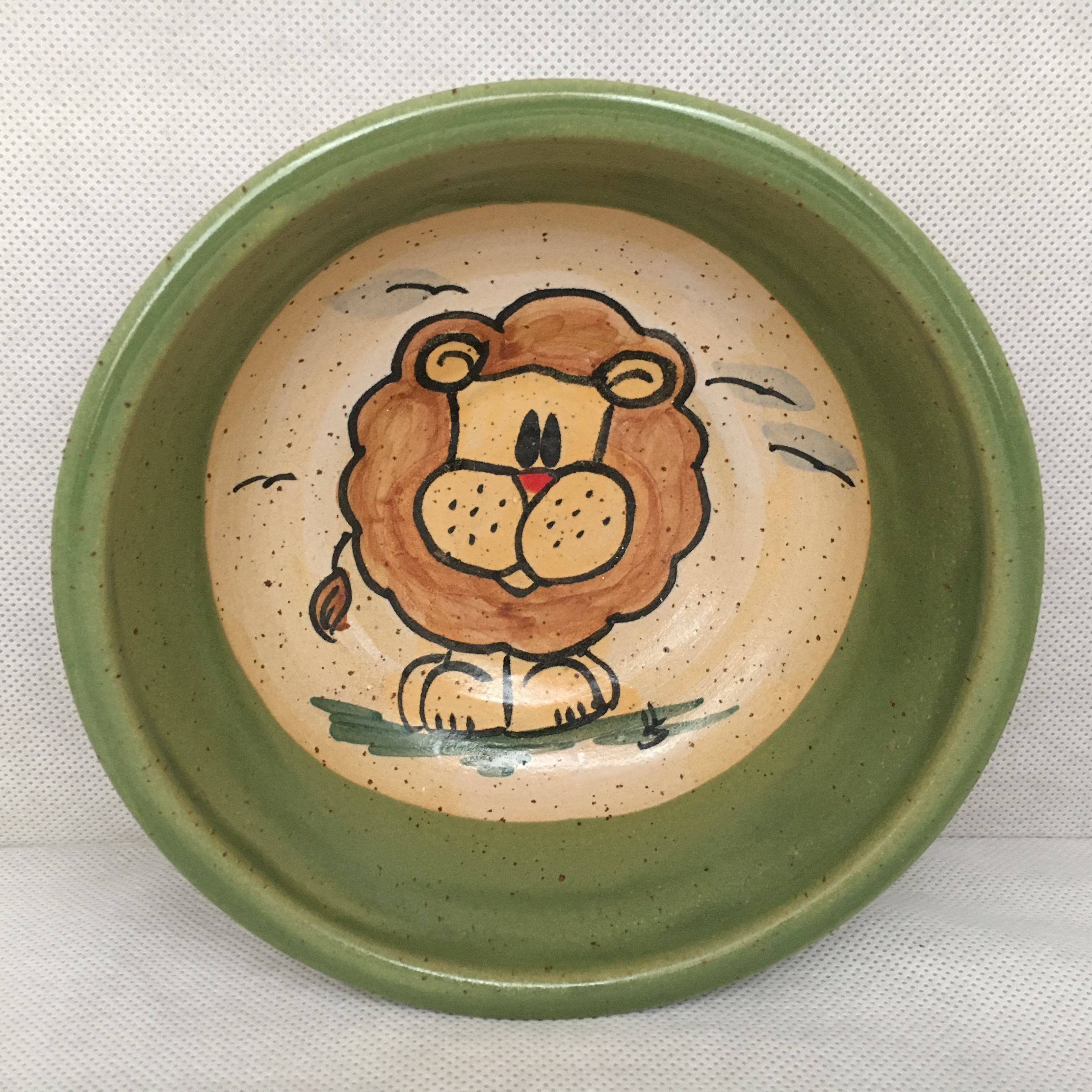 Comic-Keramik-Müslischale Löwe grün Geschenkidee Keramik