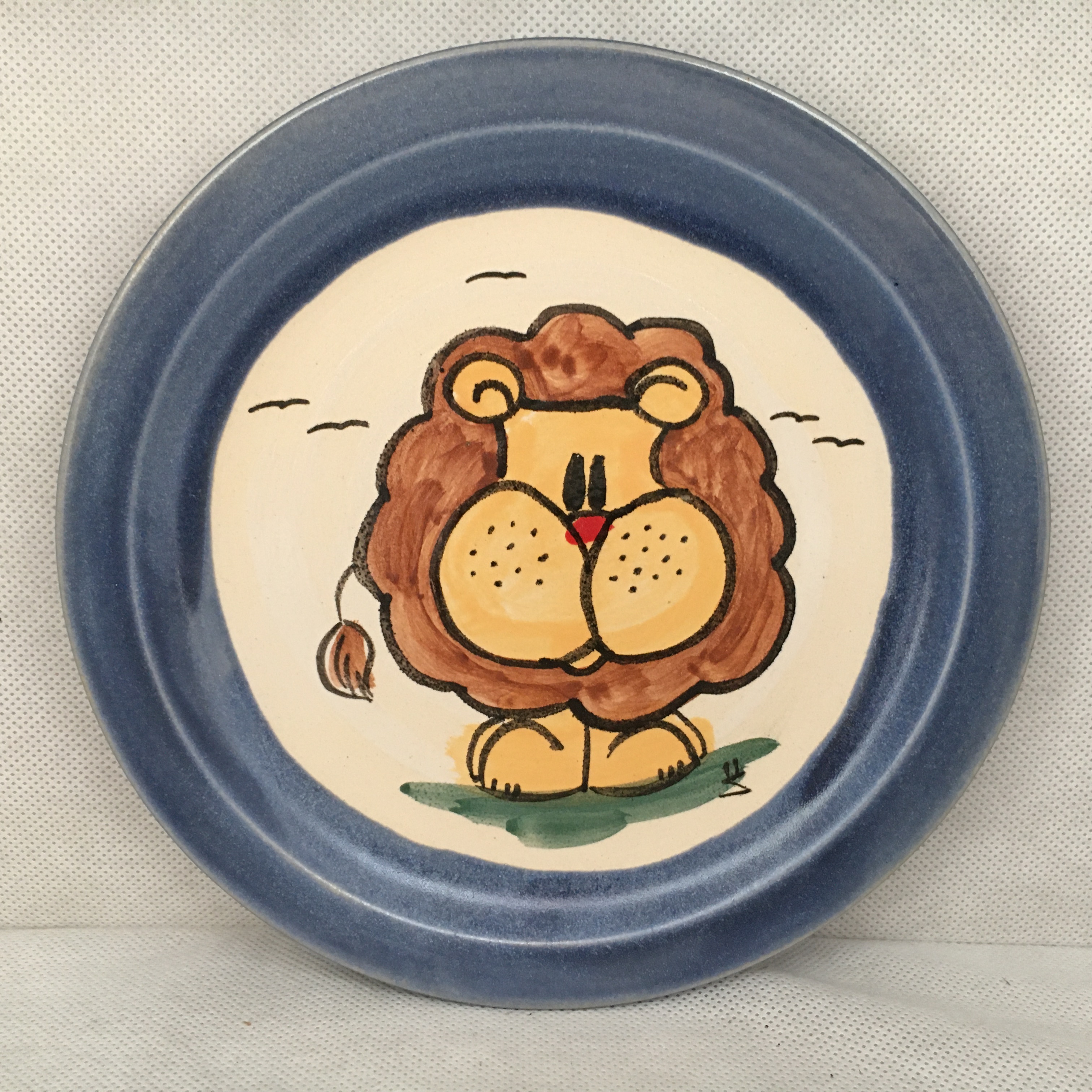 Comic-Keramik-Teller Löwe blau handgemacht in Bad Kissingen